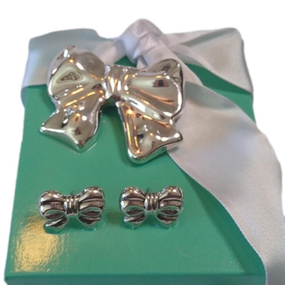 Vintage Sterling Silver 925 Taxco Bow Pendant/Brooch + matching Earrings…